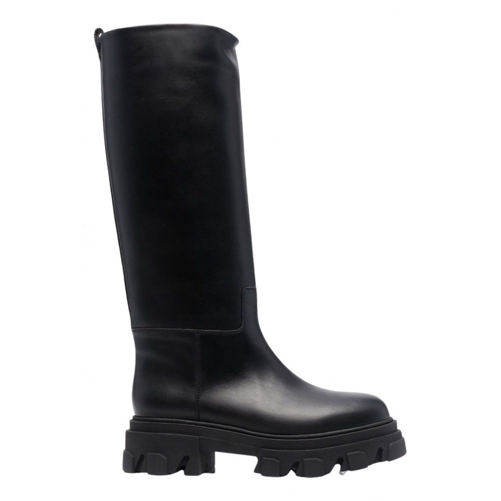 Gia Borghini X Pernille Teisbaek black leather knee-high boots